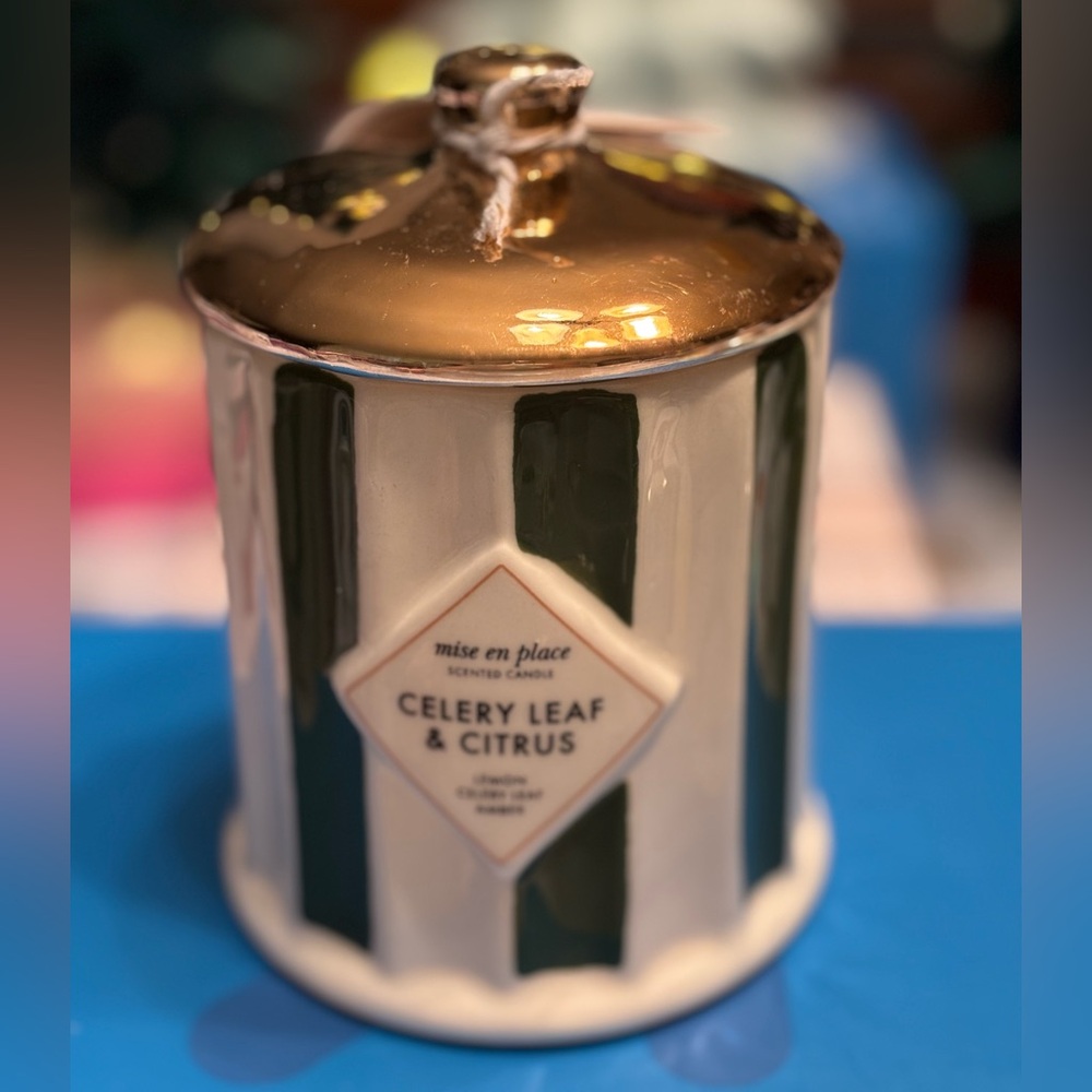 Celery Leaf & Citrus Scented Candle with Gold Lid by Anthropologie. 6.5oz